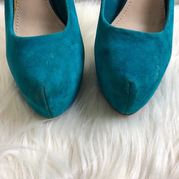Steve Madden Turquoise Suede Platform Pumps - Picture 4 of 6